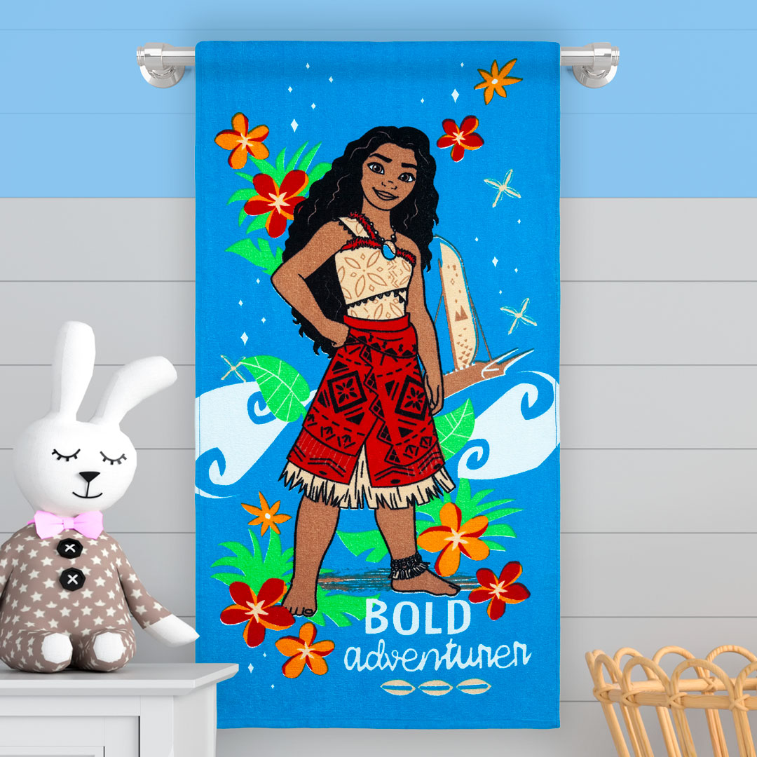 Toalla Infantil 320 Gramos Moana Tropical Olas y Flores