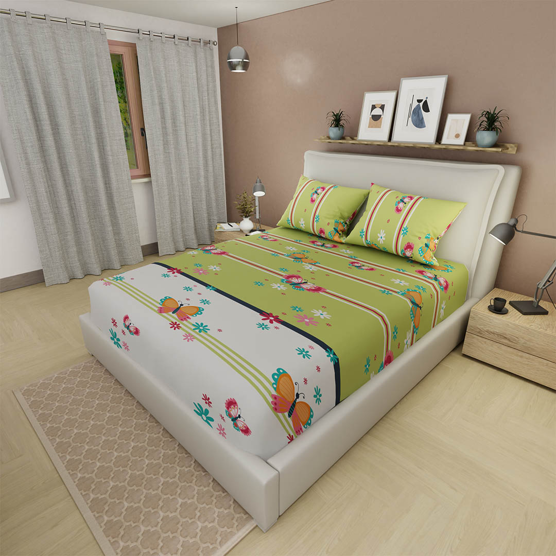 Sábana Ajustable Florecer De En Sueño Verde