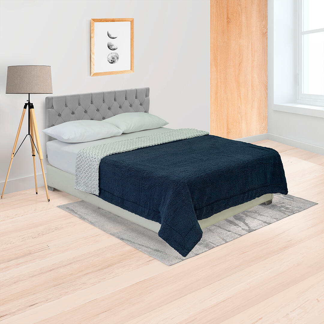    COBIJA TWIST 250 GRAMOS DOBLE FAZ GRIS X OVEJERO AZUL 