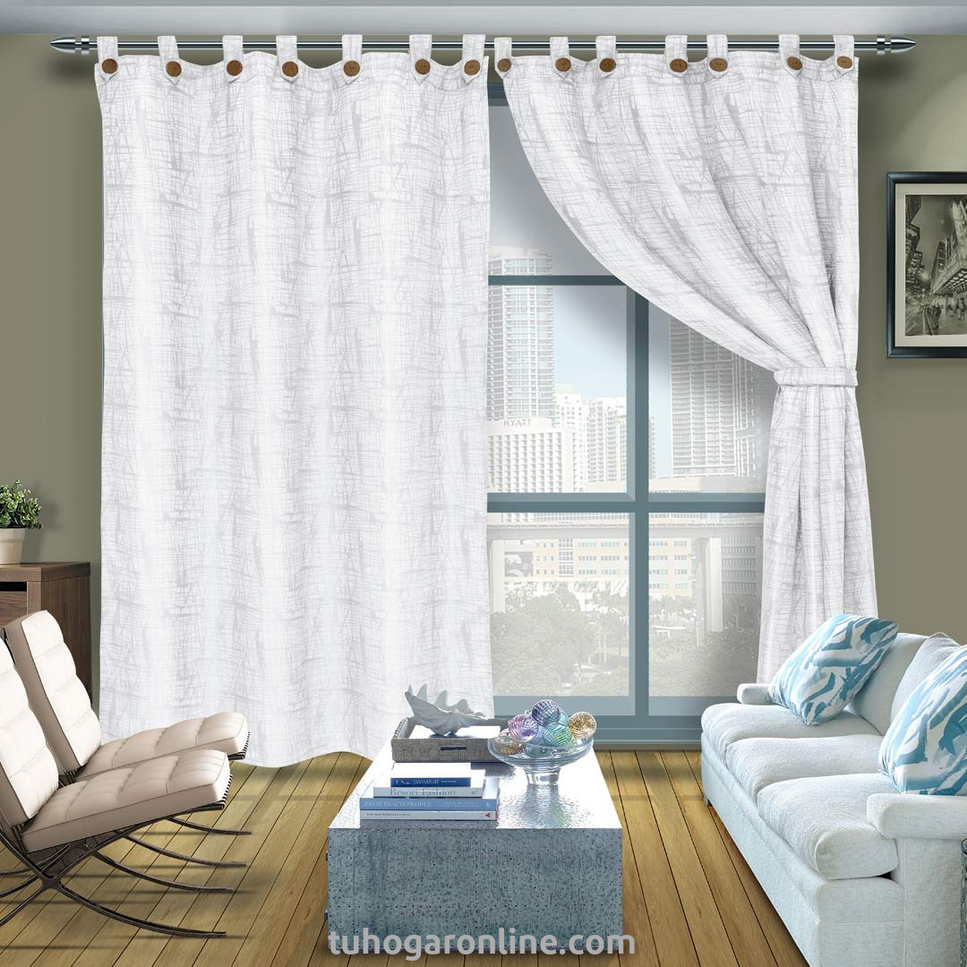 CORTINA EN YACAR BOTON BLANCA