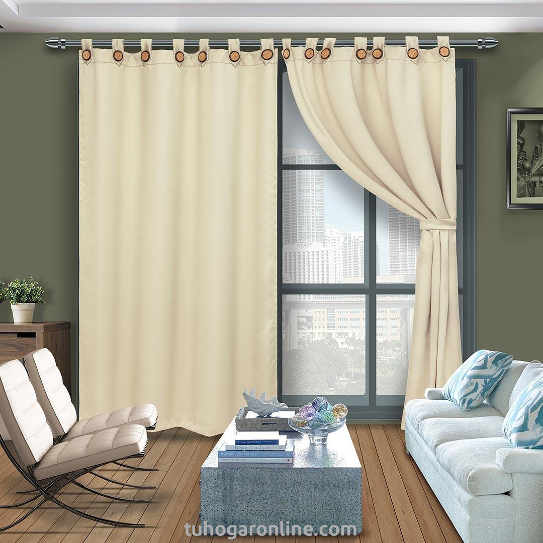 CORTINA BLACK OUT ANTI-LUZ BÁLTICA BOTÓN BEIGE