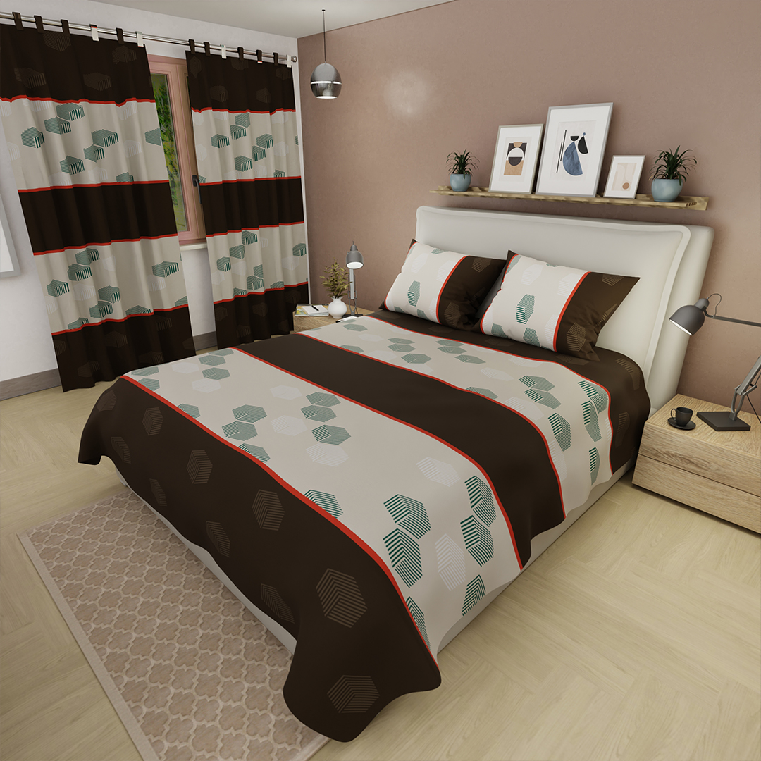 Juego de Sábanas Microfibra Suavizada GeoComfort Amarillo y Café