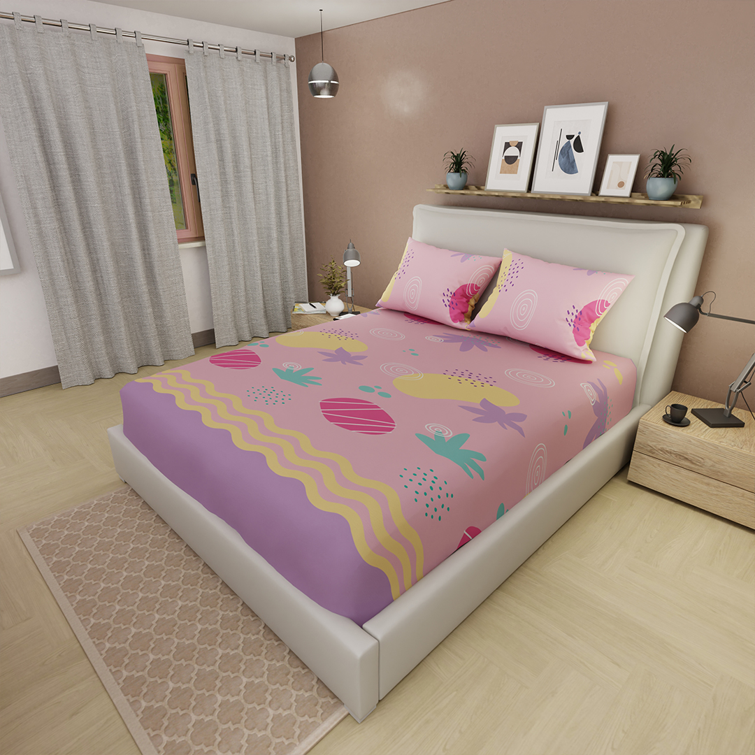 Sábana Ajustable Paraíso Rosa Tropical