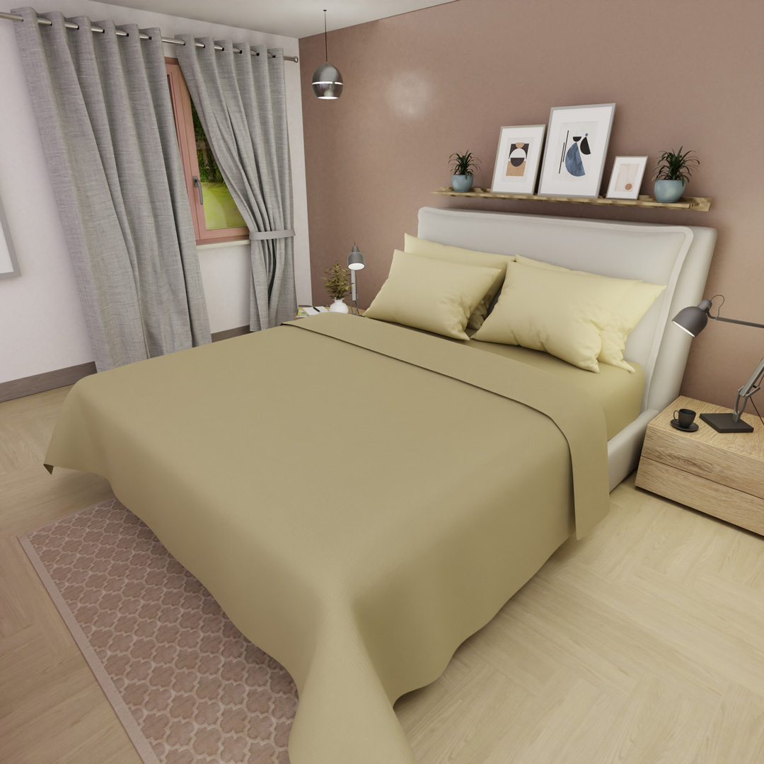 Juego De Sabanas 4 Fundas Linea My House Amarilla Suavizada