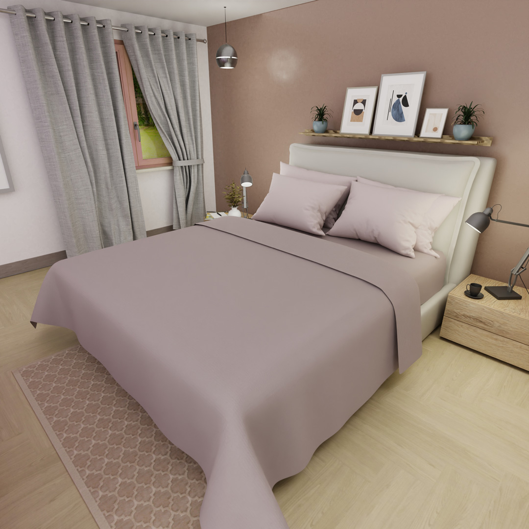 Juego De Sabanas 4 Fundas Linea My House Rosa Suavizada