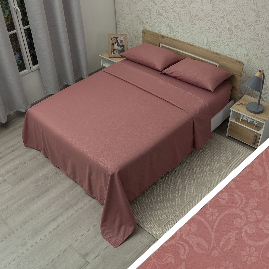 Juego De Sábana Monet Relieve Vino Tinto