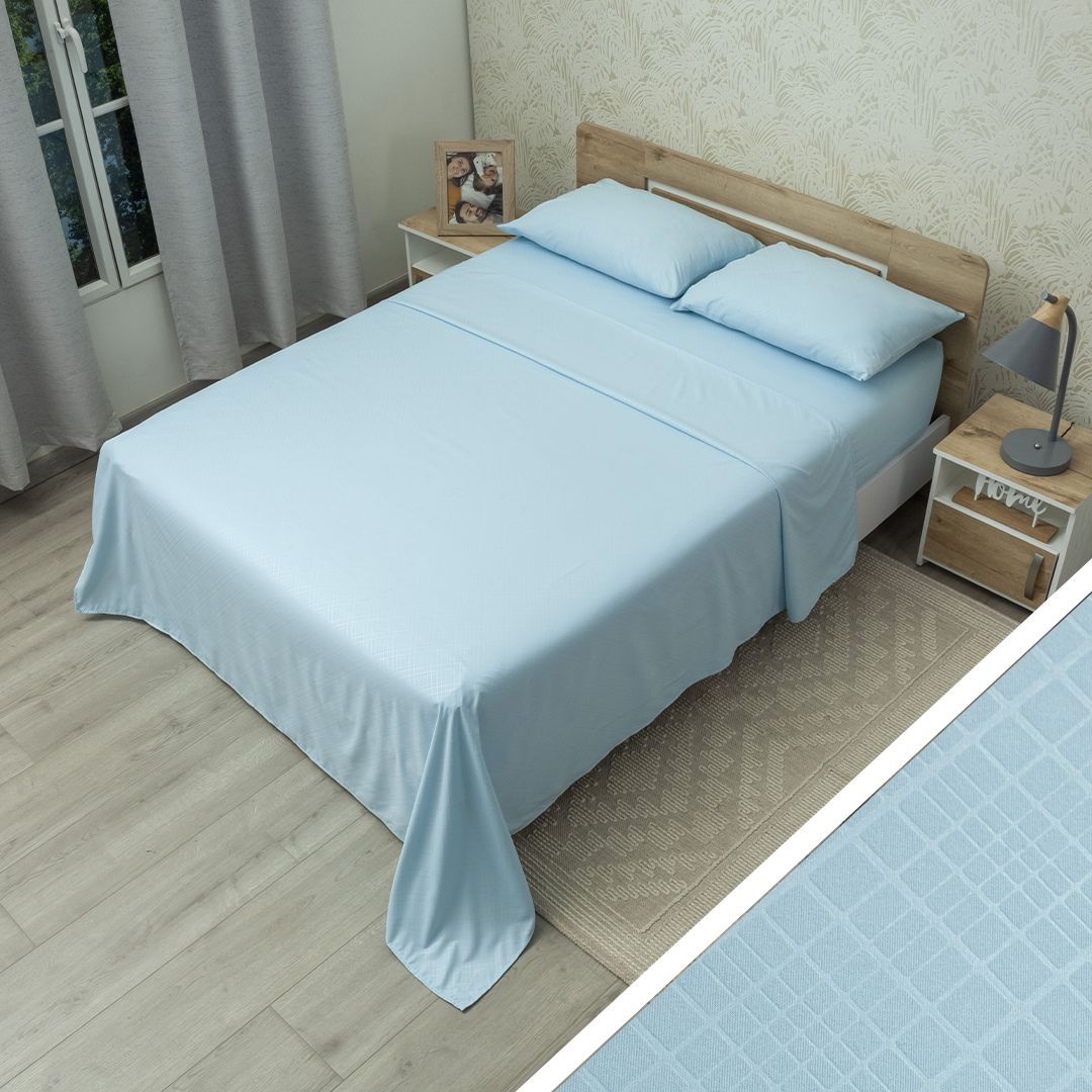 Juego De Sábana Monet Vitral Azul