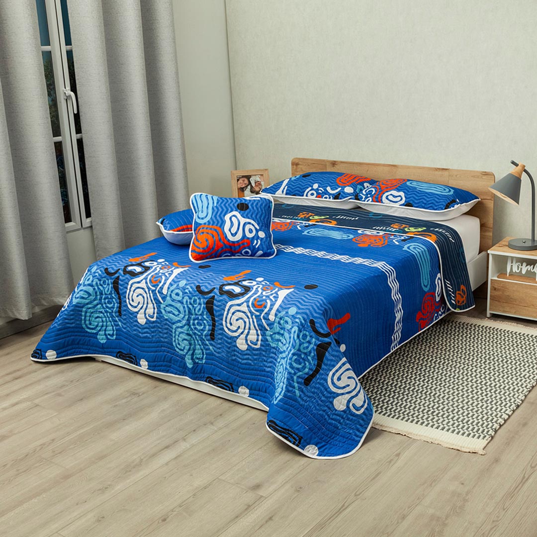 Cubrelecho Estampado Prensado Doble Faz Sendero Tribal