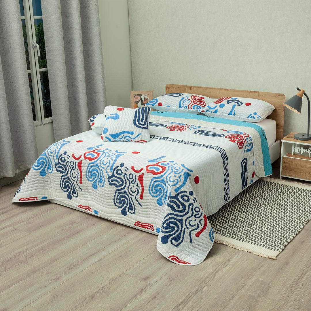 Cubrelecho Estampado Prensado Doble Faz Sendero Tribal En Ruta