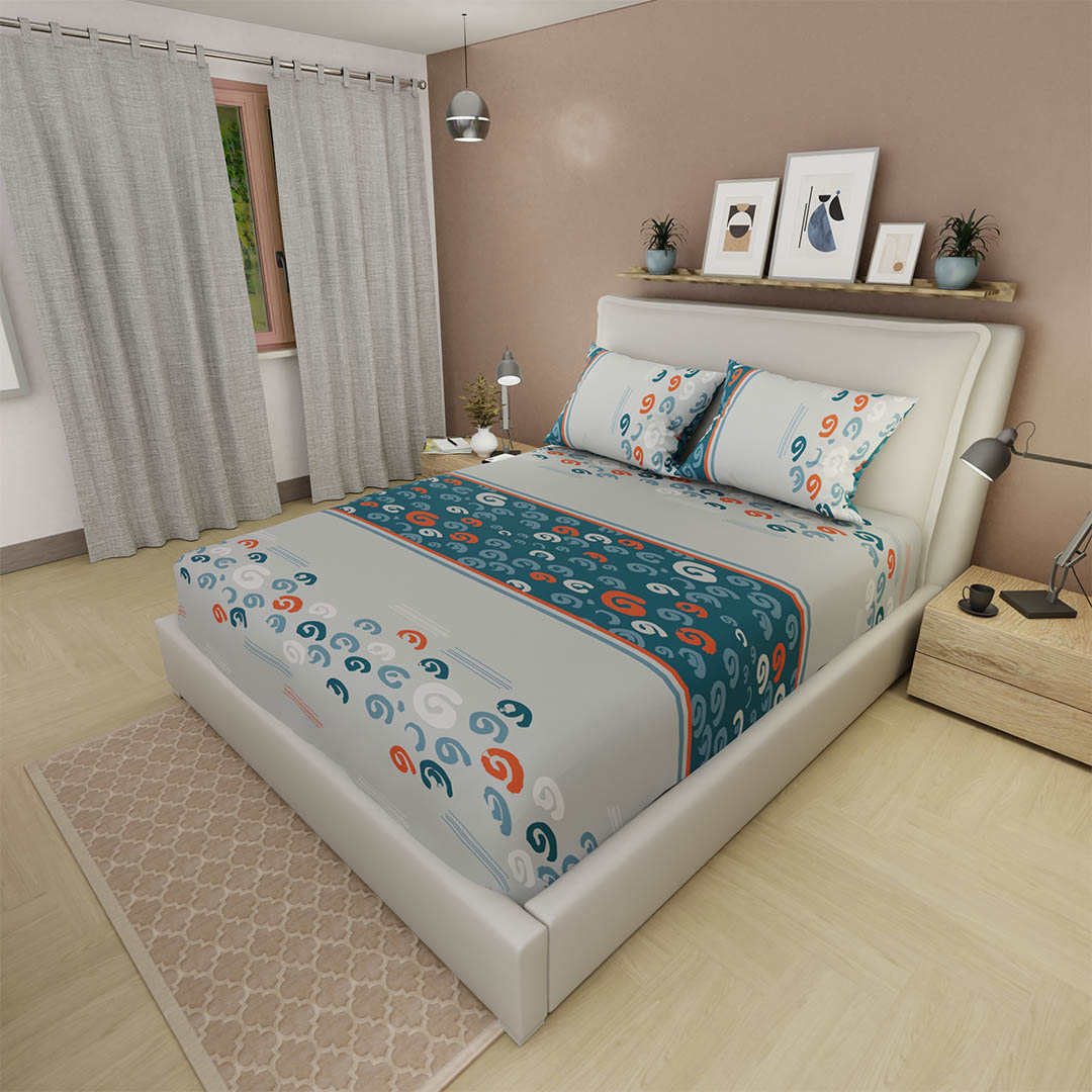 Sábana Ajustable Vórtice Creativo Gris