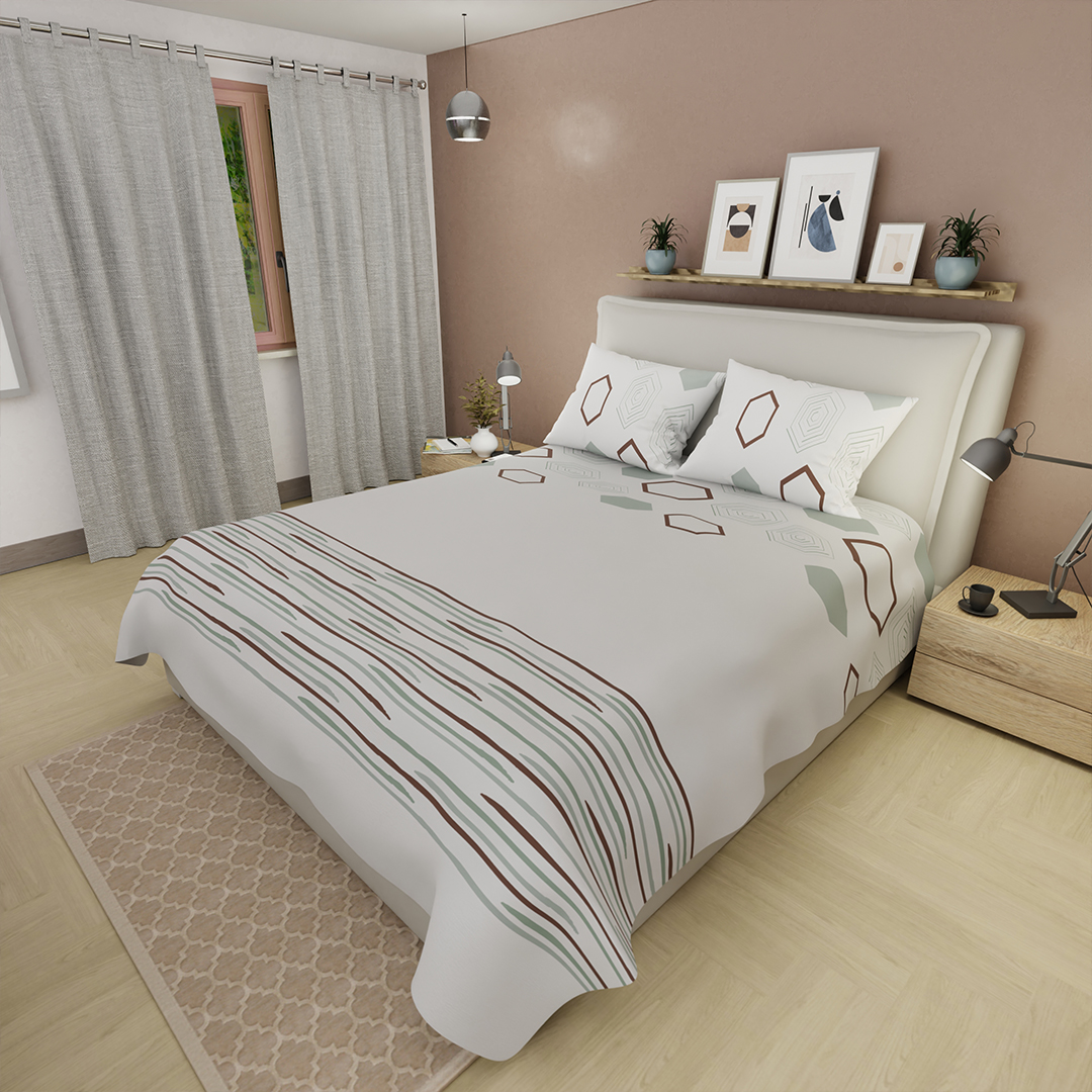 Juego De Sábanas 180 Hilos Rastro de Estilo Blanco