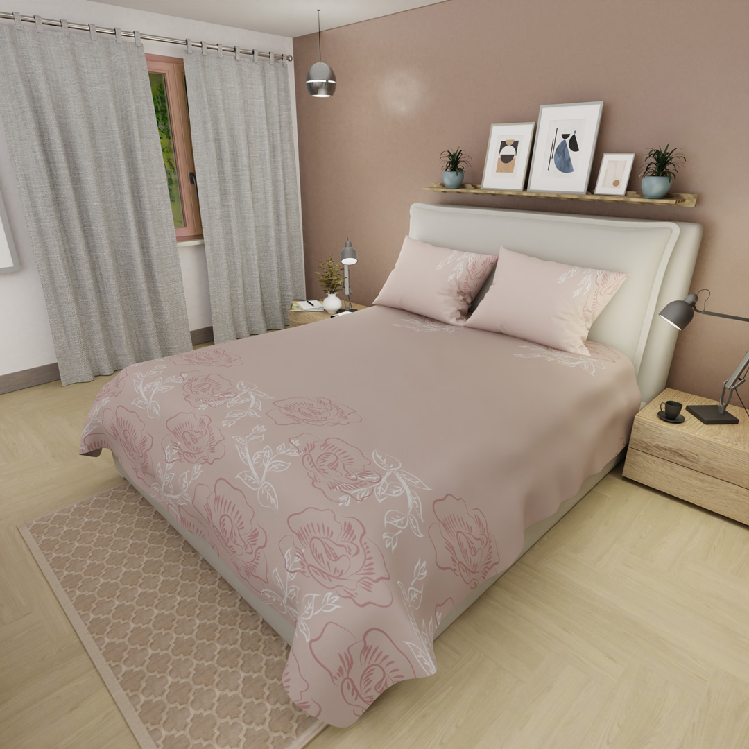 Juego de Sábanas de 250 Hilos Tranquilidad Floral Rosa