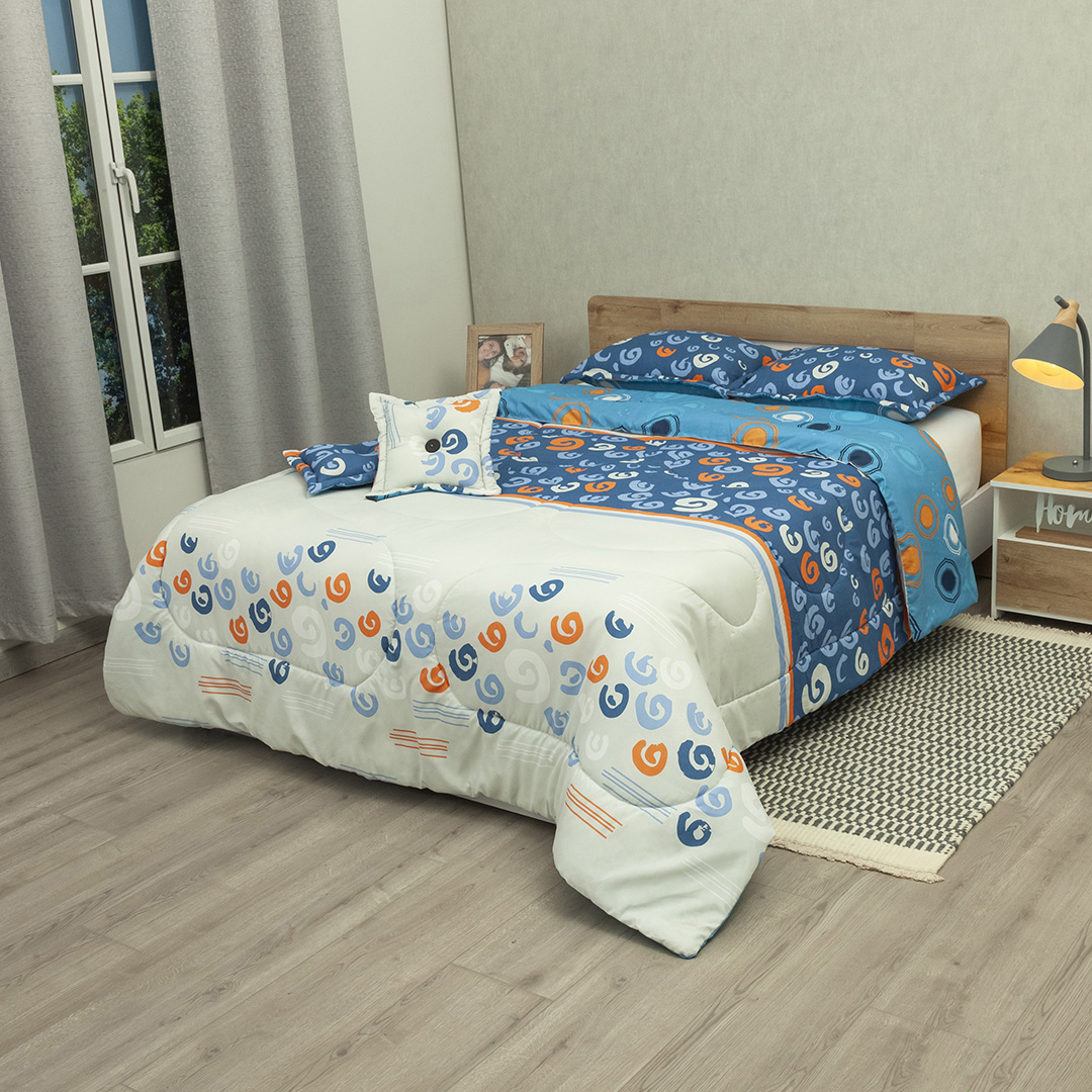 Cubrelecho Super Acolchado Vórtice Nocturno Azul