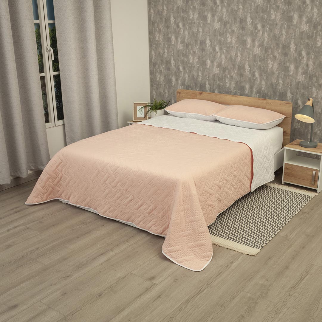Cubrelecho Termosellado Cotton Sense Solo Fondo Rosa