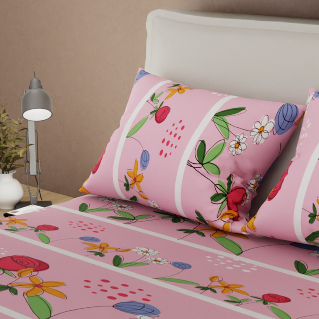 Sábana Ajustable Alegoría Floral Rosa