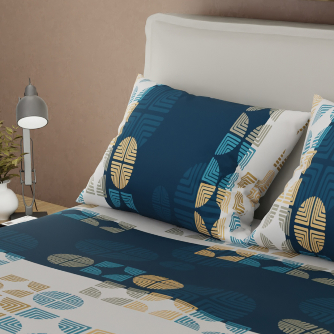 Juego de Sábanas Microfibra Suavizada  Noche Geométrica