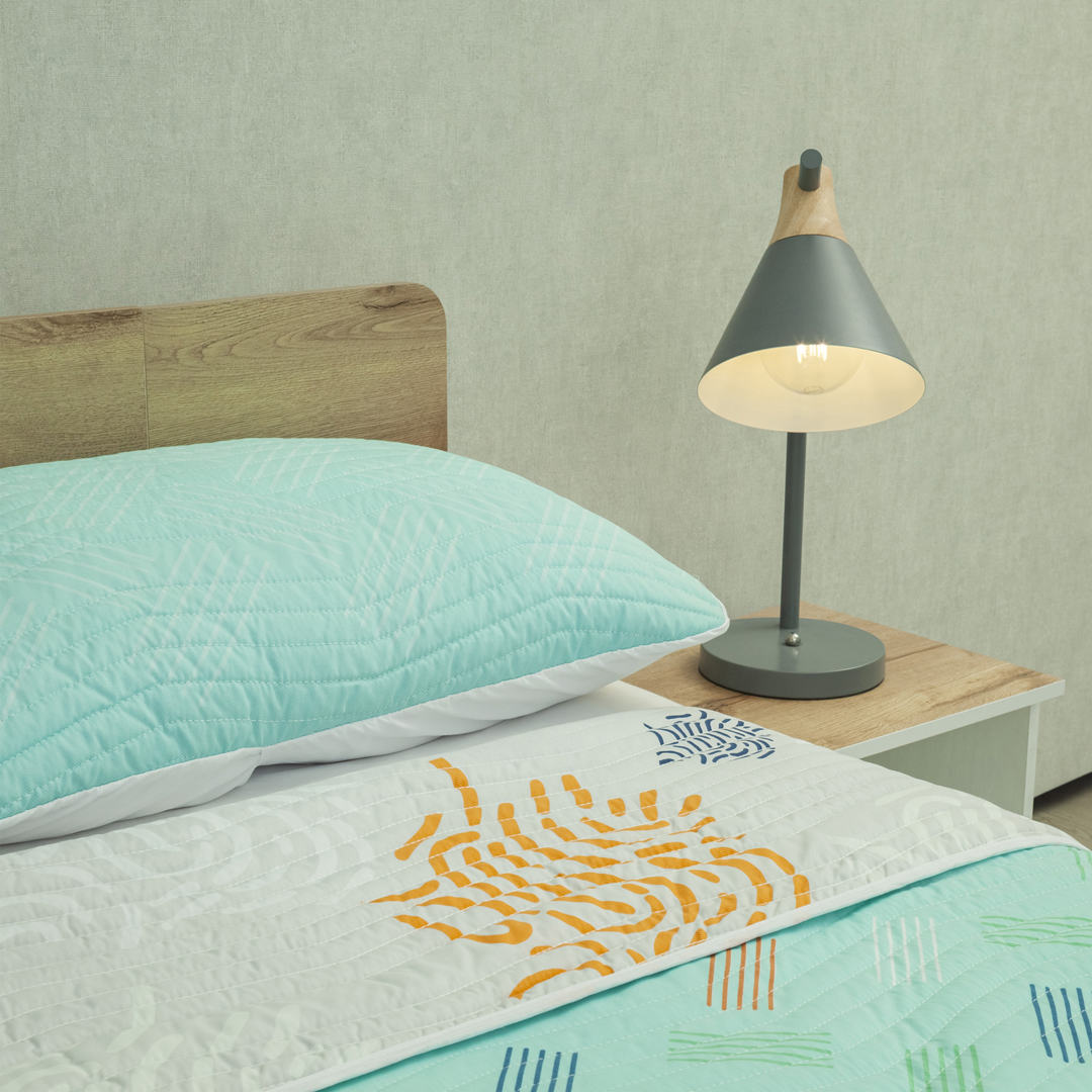 Cubrelecho Estampado Prensado Doble Faz Vector Fresh Aguamarina