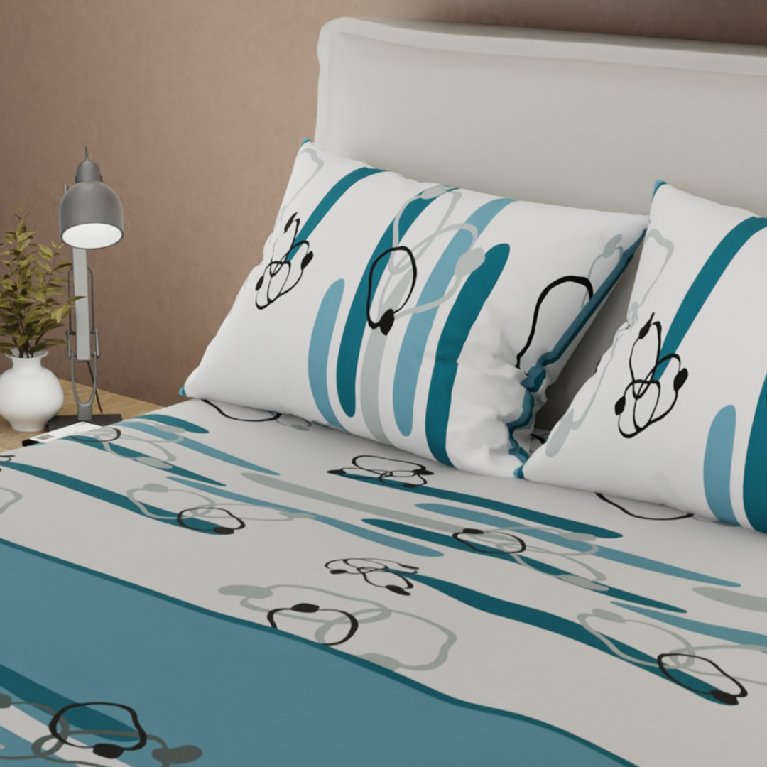 Juego de Sábanas Microfibra Suavizada Líneas de Océano