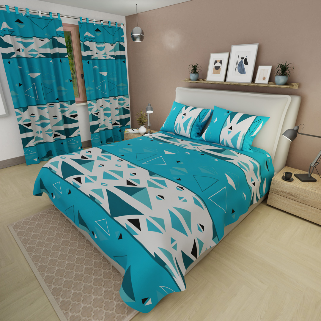 Juego de Sábanas Microfibra Suavizada Pulse Moderno  Azul