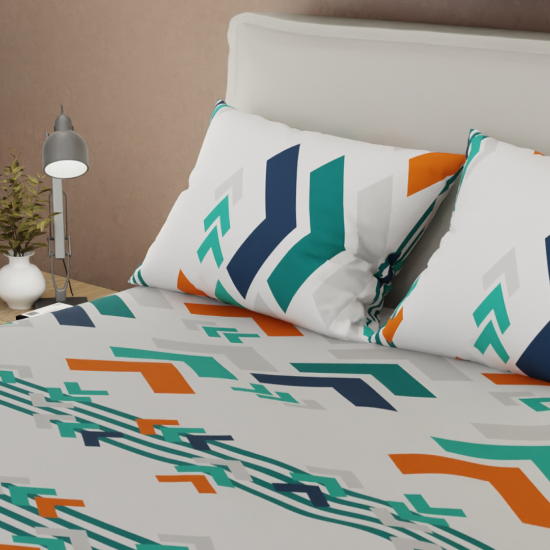 Juego De Sábanas Con Cortinas Esencia Acua Colorida