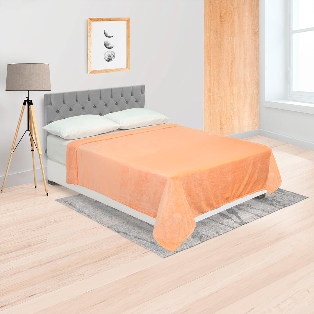 COBIJA PIEL DE DURAZNO SOLO FONDO  NARANJA CREMA 