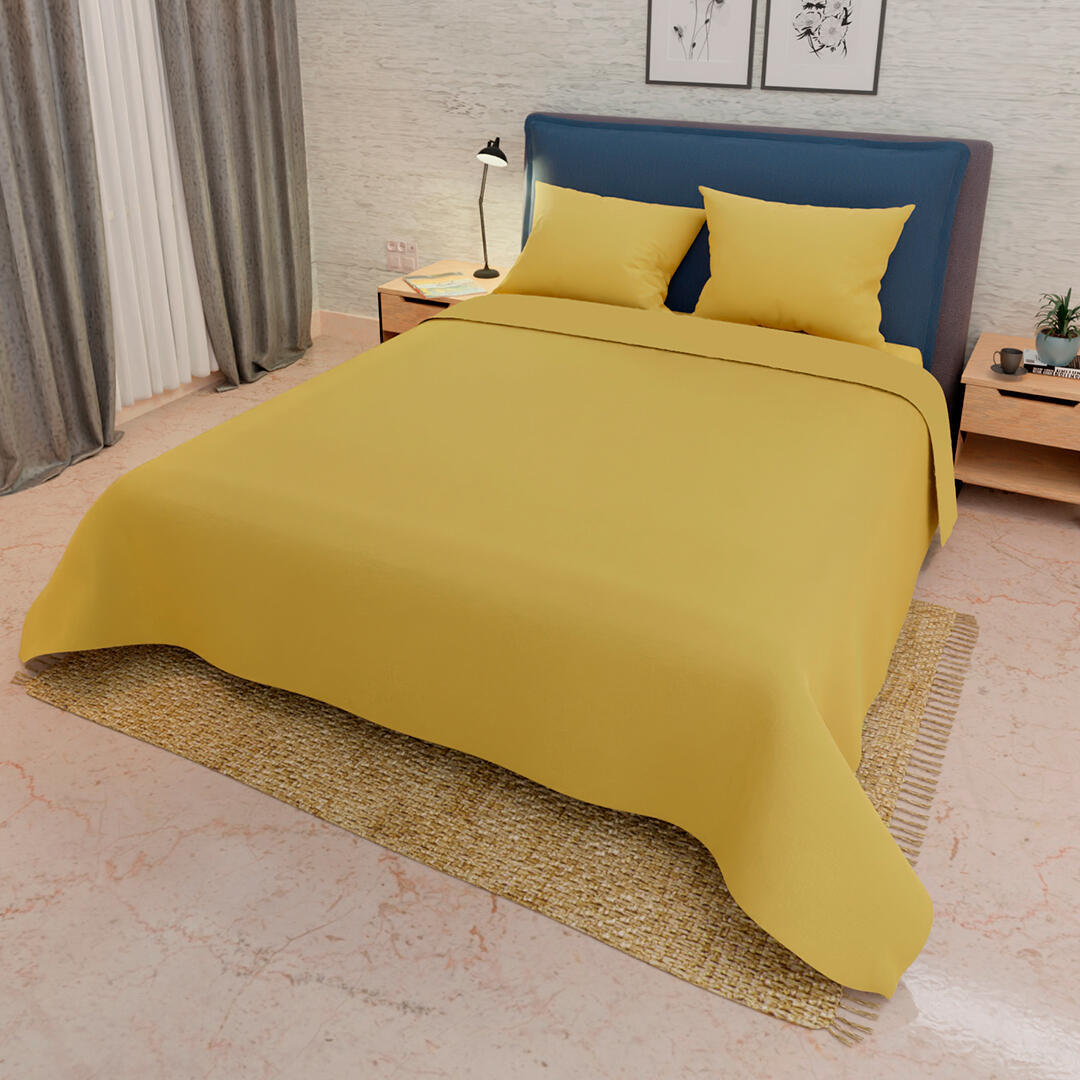 JUEGO DE SABANAS UNICOLOR MY HOUSE AMARILLO 