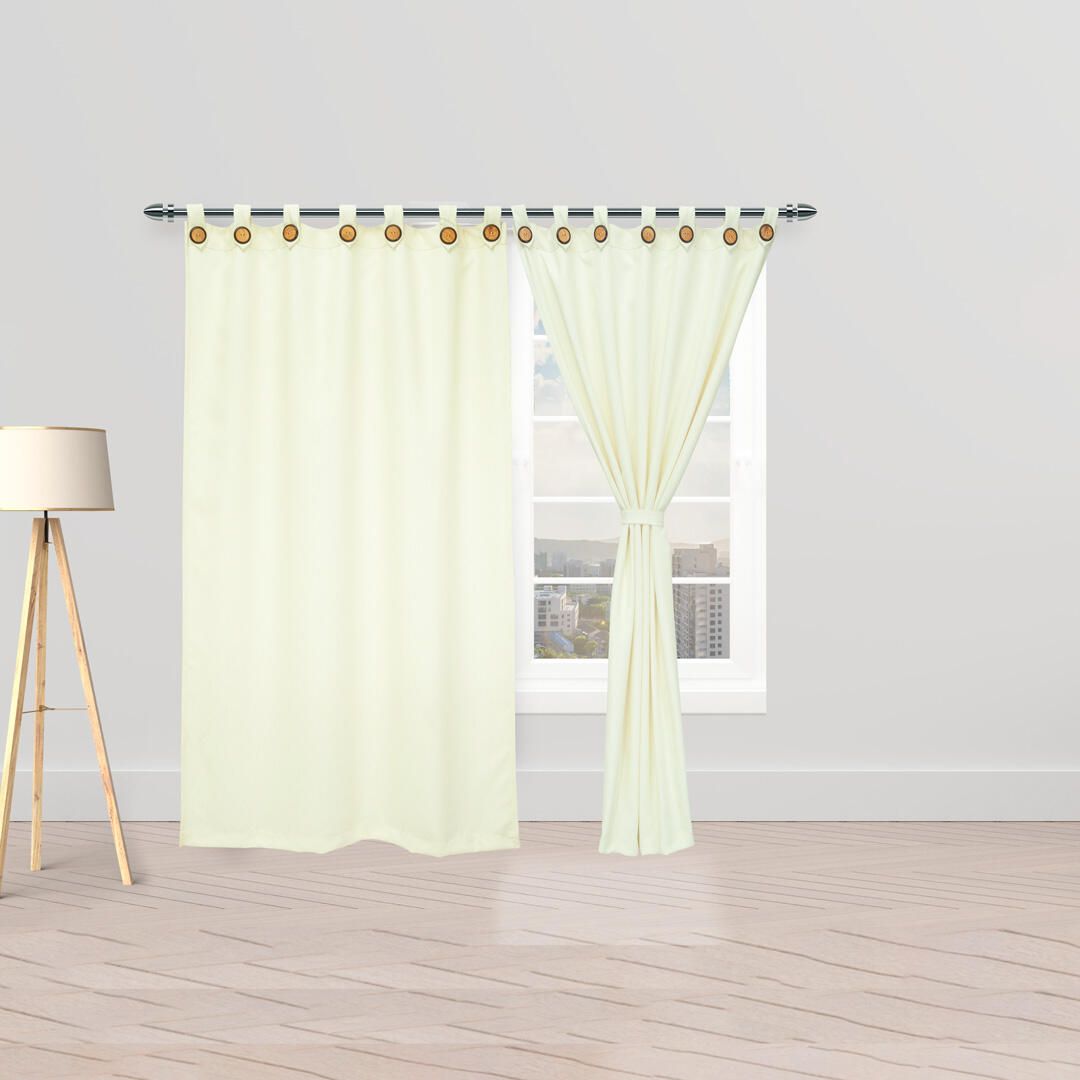 CORTINA BLACKOUT CUBISTA BOTÓN MARFIL