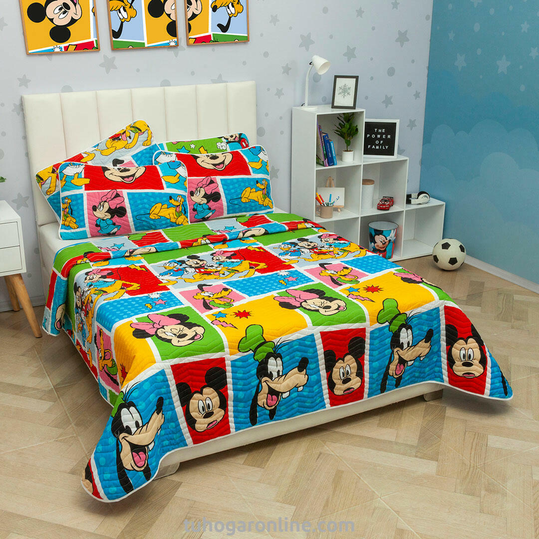 CUBRELECHO PRENSADO CAMA DOBLE DISNEY MICKEY Y SUS AMIGOS