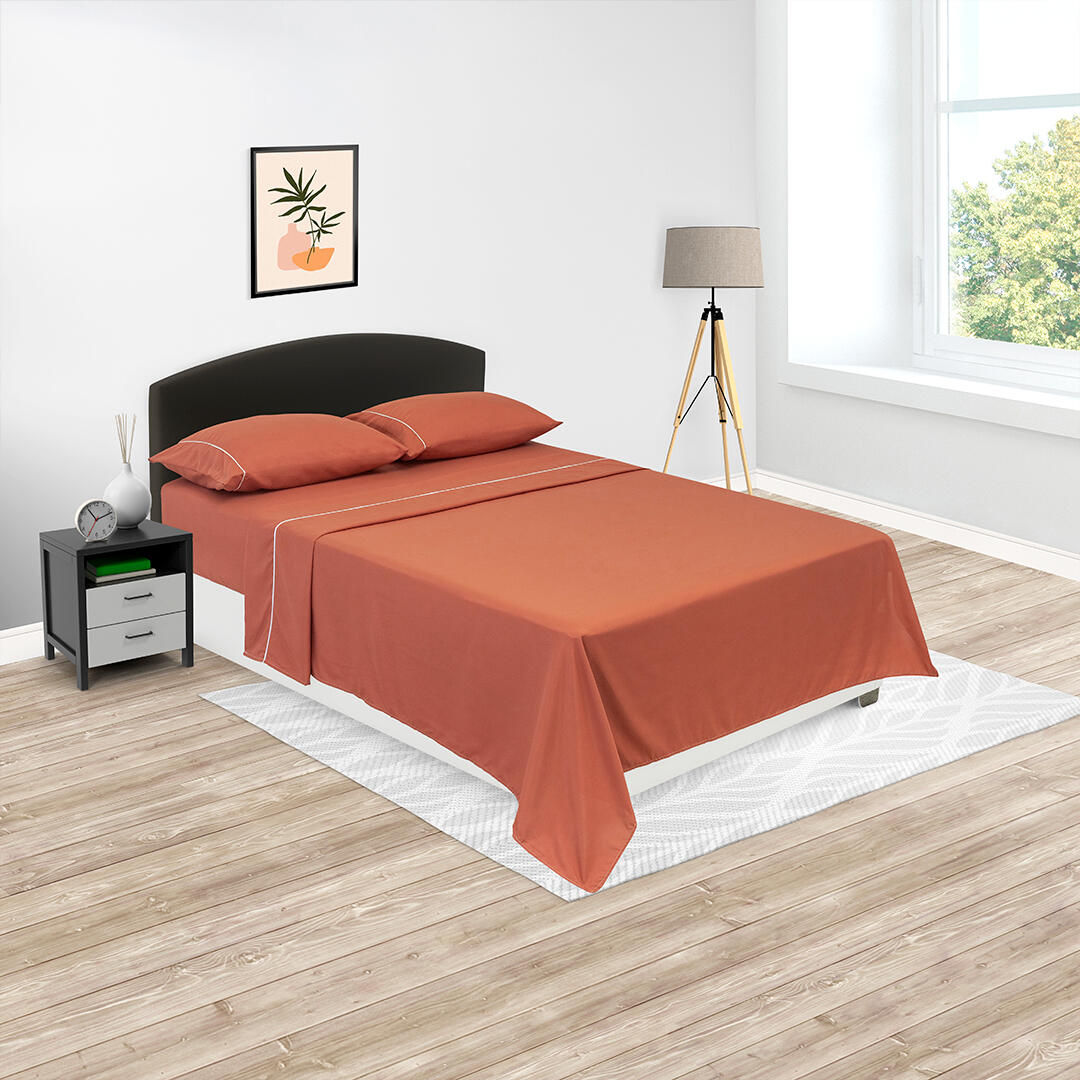  JUEGO DE SÁBANAS LINEA BÁSICOS TERRACOTA 